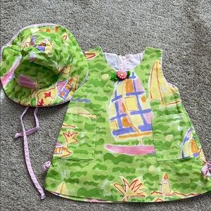 Peaches n Cream Colorful Sailboat Dress and Hat Set
